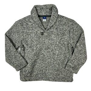 Old Navy Sweater Boys XS (5) Grey‎ Shawl Collar Long Sleeve Fleece